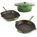 Image 1 of Neo 4pc Cast Iron Cookware Set, Grill Pan, Fry Pan & Oval Dutch Oven, Green