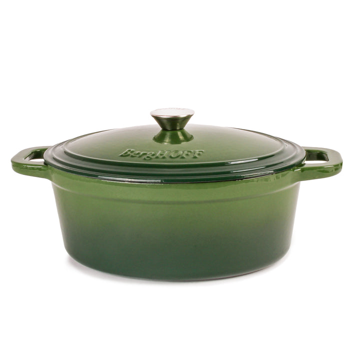 Image 7 of Neo 4pc Cast Iron Cookware Set, Grill Pan, Fry Pan & Oval Dutch Oven, Green