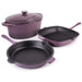 Image 1 of Neo 4pc Cast Iron Cookware Set, Grill Pan, Fry Pan & Oval Dutch Oven, Purple