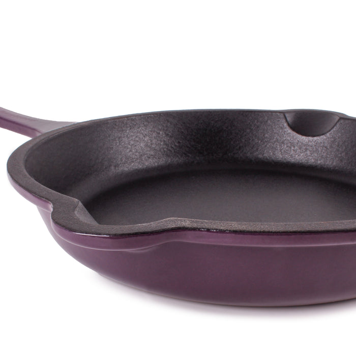 Image 9 of Neo 4pc Cast Iron Cookware Set, Grill Pan, Fry Pan & Oval Dutch Oven, Purple