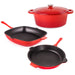 Image 1 of Neo 4pc Cast Iron Cookware Set, Grill Pan, Fry Pan & Oval Dutch Oven, Red