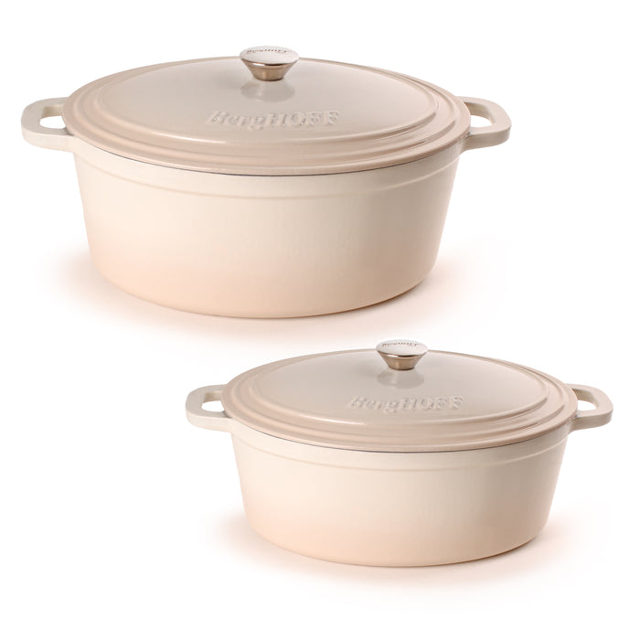 Image 1 of Neo 4Pc Cast Iron Cookware Set, 5qt. & 8qt. Oval Dutch Ovens, Matching Lids, Meringue