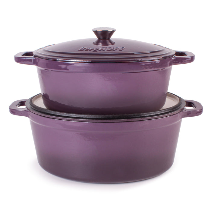 Image 1 of Neo 4Pc Cast Iron Cookware Set, 5qt. & 8qt. Oval Dutch Ovens, Matching Lids, Purple