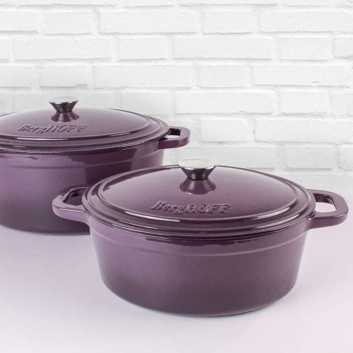 Image 4 of Neo 4Pc Cast Iron Cookware Set, 5qt. & 8qt. Oval Dutch Ovens, Matching Lids, Purple