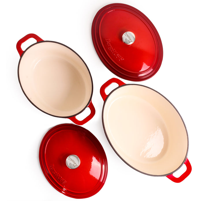 Image 2 of Neo 4pc Cast Iron Cookware Set, 5qt. & 8qt., Red