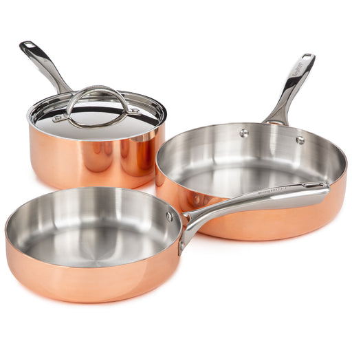 Image 1 of BergHOFF Vintage 4pc Tri-Ply Copper Cookware Set with Lids, Polished