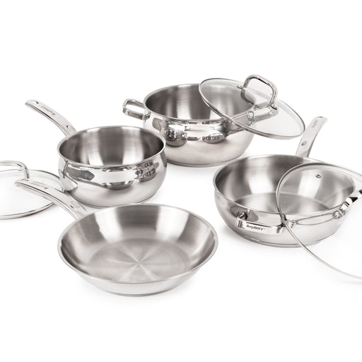Image 2 of BergHOFF Belly Shape 7pc 18/10 Stainless Steel Cookware Set with Glass Lids