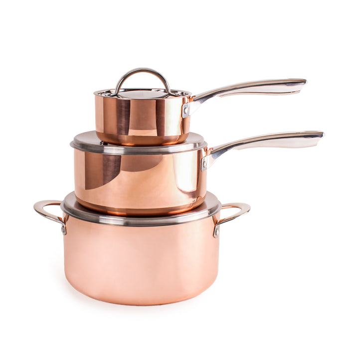 Image 3 of BergHOFF Vintage 6pc Tri-Ply Copper Cookware Set with Lids, Polished