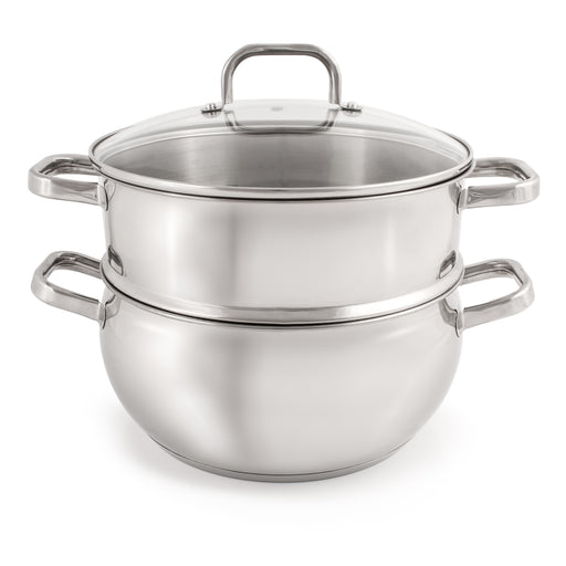 Image 2 of BergHOFF Belly Shape 3pc 18/10 Stainless Steel Steamer Set with Glass Lid