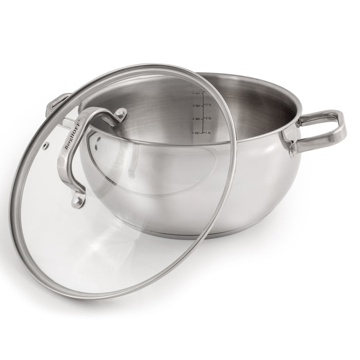 Image 6 of BergHOFF Belly Shape 3pc 18/10 Stainless Steel Steamer Set with Glass Lid