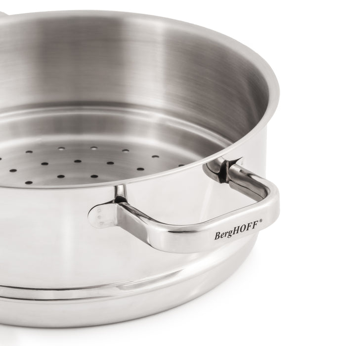 Image 7 of BergHOFF Belly Shape 3pc 18/10 Stainless Steel Steamer Set with Glass Lid