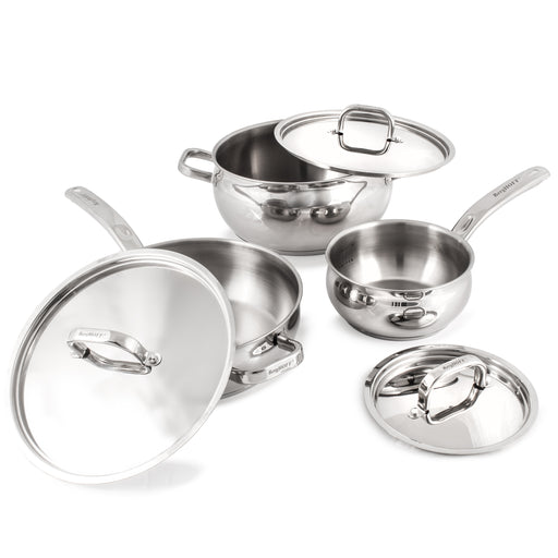 Image 2 of BergHOFF Belly Shape 6pc 18/10 Stainless Steel Cookware Set with SS Lids
