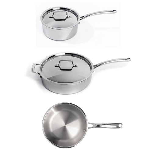 Image 1 of BergHOFF Professional 5pc Tri-Ply 18/10 Stainless Steel Starter Cookware Set, SS Lids