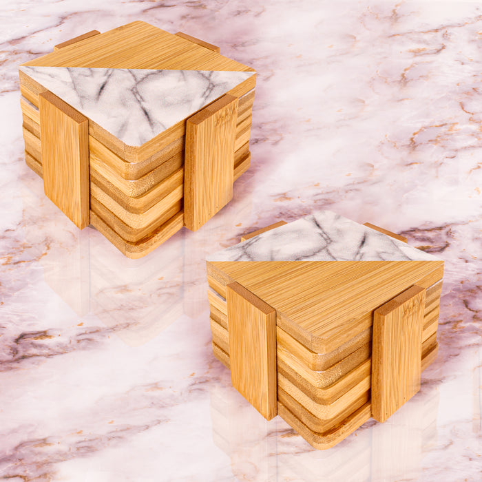 Image 3 of Bamboo 14pc Coasters Set, Square