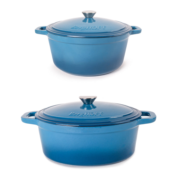 Image 1 of Neo 4Pc Cast Iron Cookware Set, 5qt. & 7qt. Dutch Ovens, Matching Lids, Blue