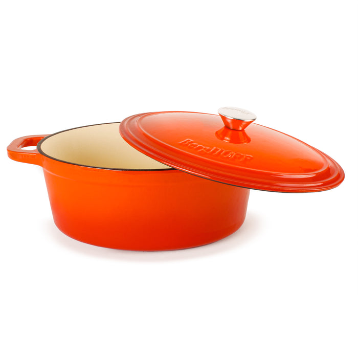 Image 5 of Neo 4Pc Cast Iron Cookware Set, 5qt. & 8qt. Dutch Ovens, Matching Lids, Orange