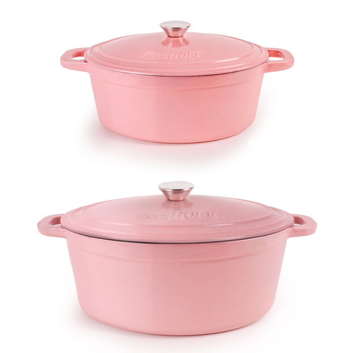 Image 1 of Neo 4Pc Cast Iron Cookware Set, 5qt. & 8qt. Dutch Ovens, Matching Lids, Pink