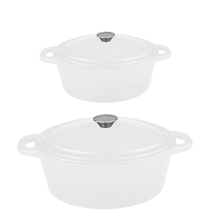 Image 5 of Neo 4Pc Cast Iron Cookware Set, 5qt. & 8qt., White