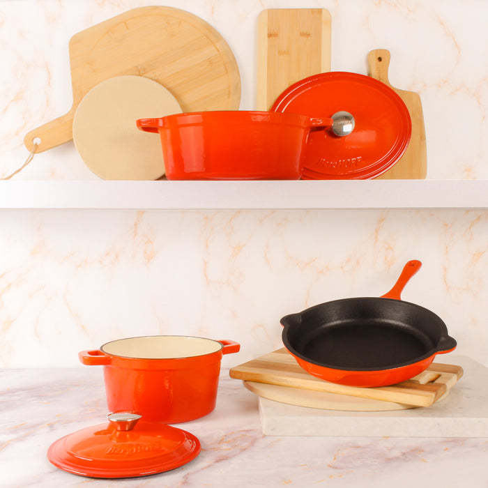 Image 4 of Neo 4pc Cast Iron Cookware Set, 5qt. & 8qt., Orange