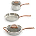 Image 1 of Ouro Gold 5Pc 18/10 Stainless Steel Starter Set, Glass Lids, Rose Gold Handles