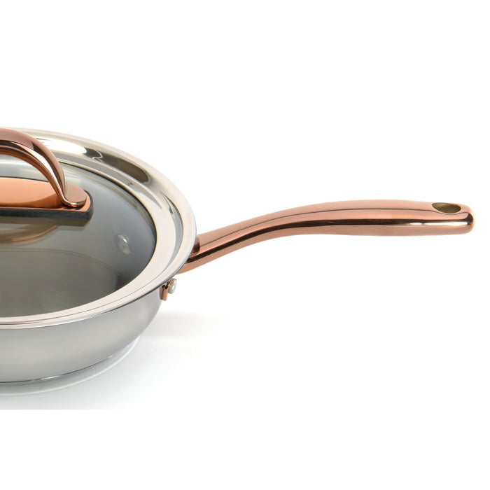 Image 6 of Ouro Gold 5Pc 18/10 Stainless Steel Starter Set, Glass Lids, Rose Gold Handles