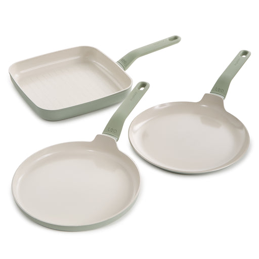 Image 1 of BergHOFF Balance 3Pc Non-stick Ceramic Specialty Cookware Set, Recycled Aluminum, Sage