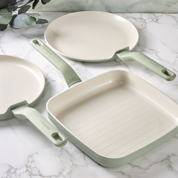 Image 3 of BergHOFF Balance 3Pc Non-stick Ceramic Specialty Cookware Set, Recycled Aluminum, Sage