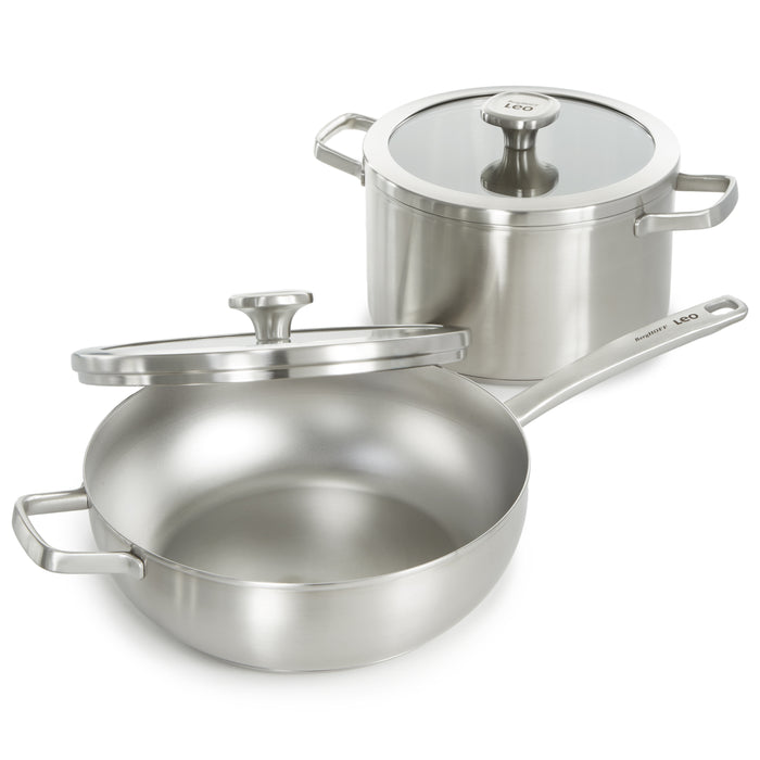 Image 9 of BergHOFF Graphite 4Pc Cookware Set With Glass Lids, Recycled 18/10 Stainless Steel