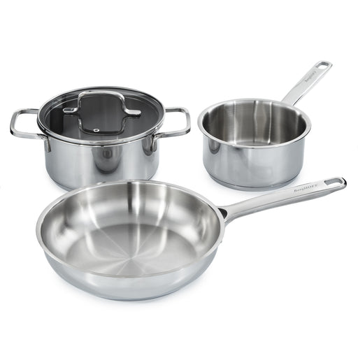 Image 1 of DiNA Helix 5pc Recycled 18/10 Stainless Steel Cookware Set, Glass Lids