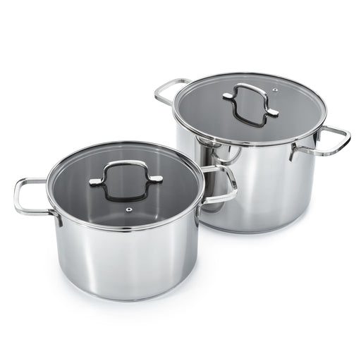 Image 1 of DiNA Helix 4pc Recycled 18/10 Stainless Steel Stockpot Set, Glass Lids