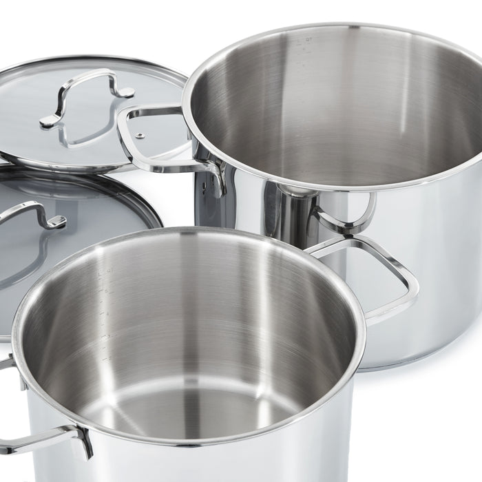 Image 4 of DiNA Helix 4pc Recycled 18/10 Stainless Steel Stockpot Set, Glass Lids