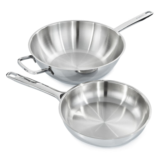 Image 1 of DiNA Helix 2pc Recycled 18/10 Stainless Steel Stir Fry Cookware Set