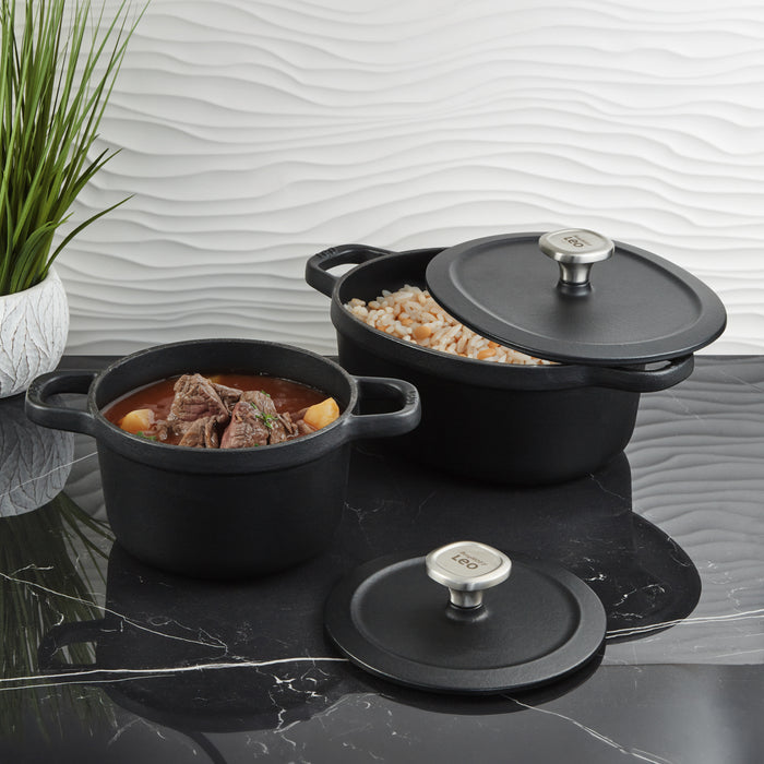 Image 2 of Leo Graphite 4pc Cast Iron Stockpot Set