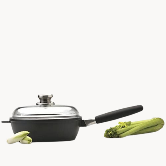 Image 8 of Scala Non-stick Cast Aluminum 9.5" Sautepan 3Qt., Glass Lid, Detachable Handle, Black