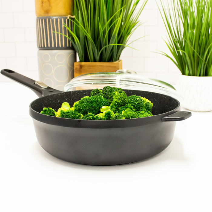 Image 5 of BergHOFF GEM 11" Non-stick Saute Pan 4.6Qt., Detachable Handle, Black, Glass Lid