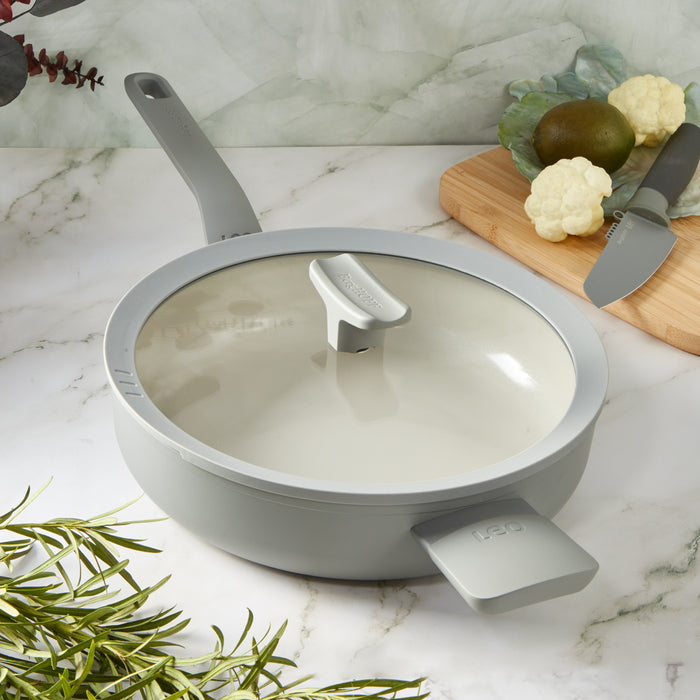 Image 6 of BergHOFF Balance Non-stick Ceramic Sauté Pan (Long Handle) 10.25", 3.1qt. With Glass Lid, Recycled Aluminum, Moonmist