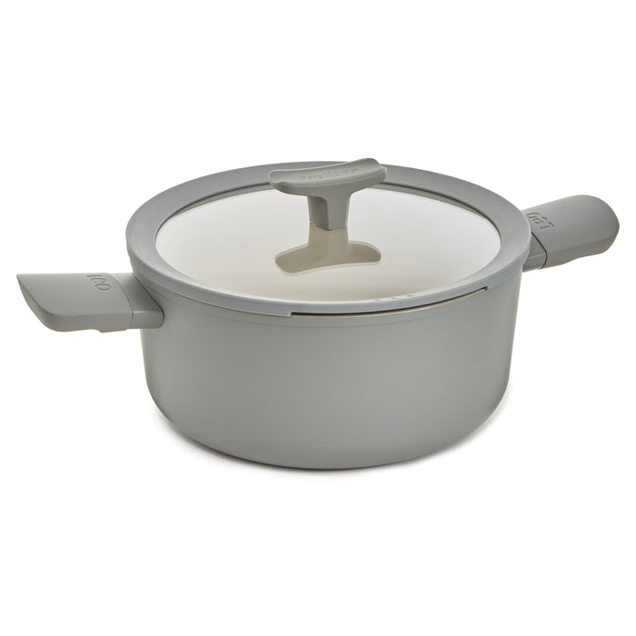 Image 1 of BergHOFF Balance Non-stick Ceramic Stockpot 10", 4.6qt. With Glass Lid, Recycled Aluminum, Moonmist