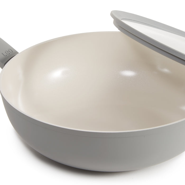 Image 6 of BergHOFF Balance Non-stick Ceramic Wok Pan 11", 4.4qt. With Glass Lid, Recycled Aluminum, Moonmist