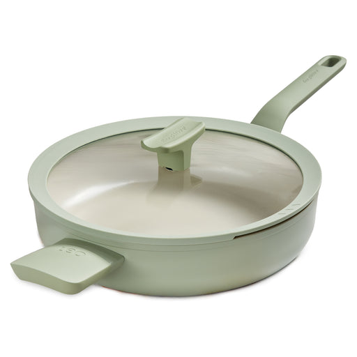 Image 1 of BergHOFF Balance Non-stick Ceramic Sauté Pan (Long Handle) 10.25", 3.1qt. With Glass Lid, Recycled Aluminum, Sage