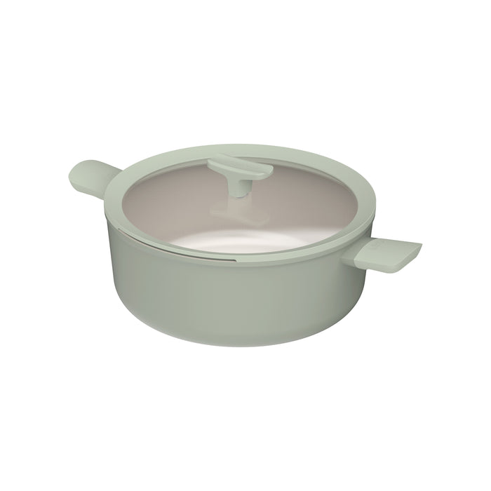 Image 1 of BergHOFF Balance Non-stick Ceramic Stockpot 11", 6.5qt. With Glass Lid, Recycled Aluminum, Sage