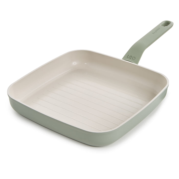 Image 1 of BergHOFF Balance Non-stick Ceramic Grill Pan 10", Recycled Aluminum, Sage