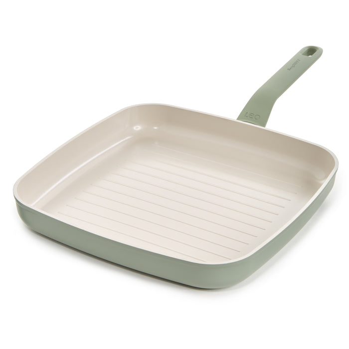 Image 1 of BergHOFF Balance Non-stick Ceramic Grill Pan 11", Recycled Aluminum, Sage