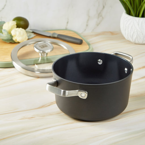 Image 2 of BergHOFF Graphite Non-stick Ceramic Stockpot 8", 3.3qt. With Glass Lid, Sustainable Recycled Material