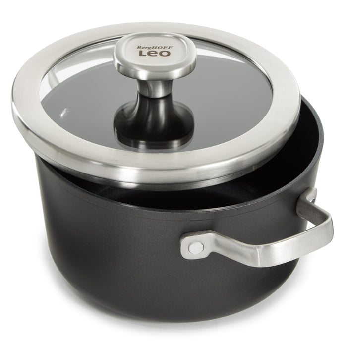 Image 6 of BergHOFF Graphite Non-stick Ceramic Stockpot 8", 3.3qt. With Glass Lid, Sustainable Recycled Material