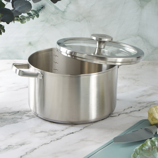 Image 2 of BergHOFF Graphite Recycled 18/10 Stainless Steel Stockpot 10", 6.3qt. With Glass Lid