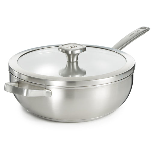 Image 1 of BergHOFF Graphite Recycled 18/10 Stainless Steel Wok Pan 11", 5.2qt. With Glass Lid