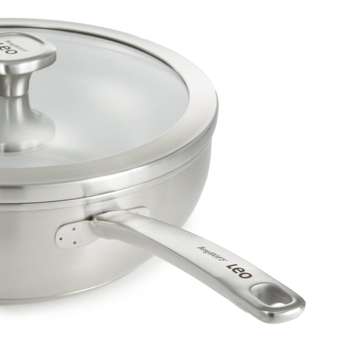 Image 4 of BergHOFF Graphite Recycled 18/10 Stainless Steel Wok Pan 11", 5.2qt. With Glass Lid