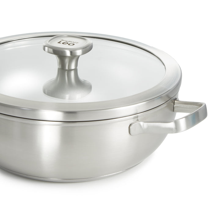 Image 9 of BergHOFF Graphite Recycled 18/10 Stainless Steel Wok Pan 11", 5.2qt. With Glass Lid