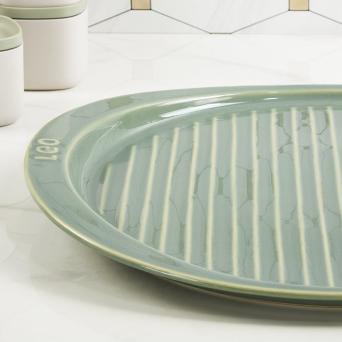 Image 4 of BergHOFF Balance Stone Ribbed Pizza Tray 15.75", Sage