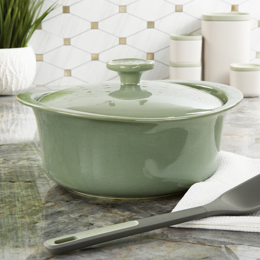 Image 2 of BergHOFF Balance Stone Casserole 9.5", 4.5qt. With Stone Cover, Sage